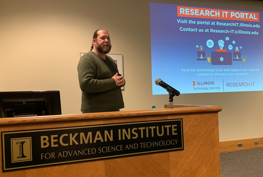 Image of John Towns presenting at Beckman Institute